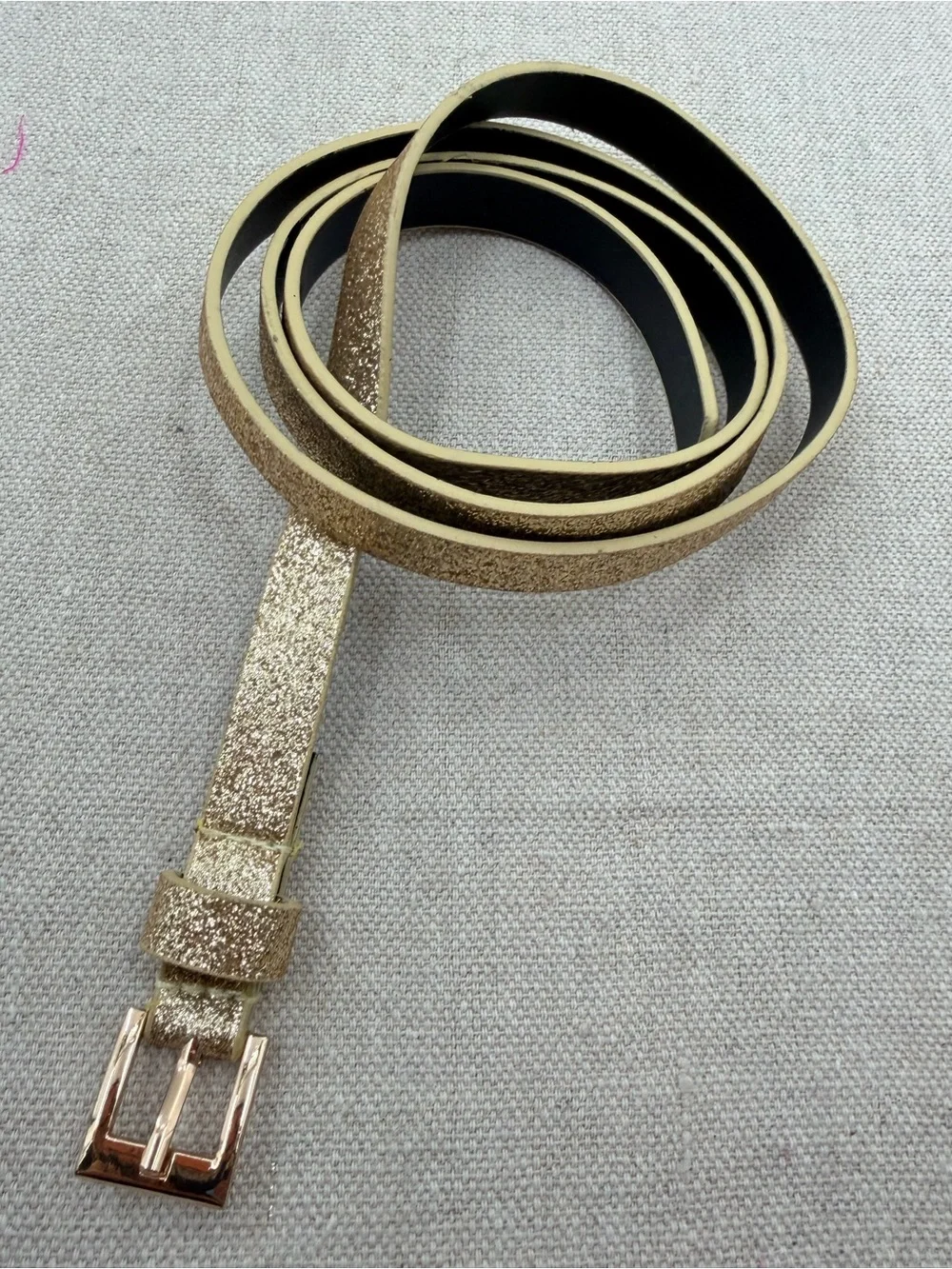 Gold Glitter Girls Leather Belt